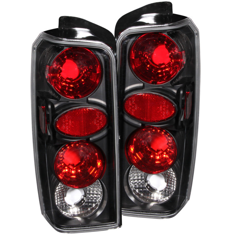 ANZO 1997-2001 Jeep Cherokee taillights with clear lens and black housing, designed for easy installation.