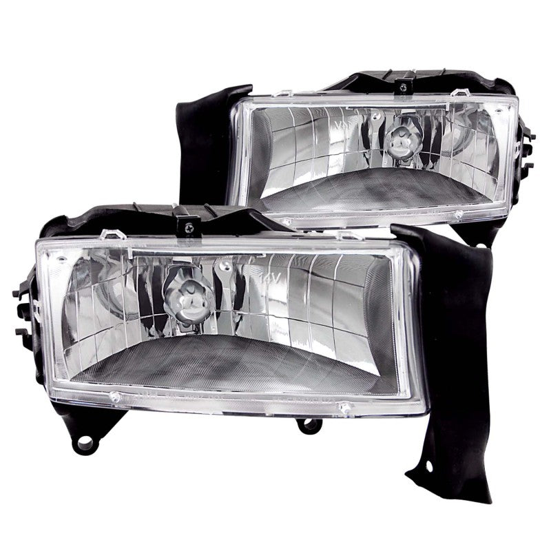 ANZO 1997-2004 Dodge Dakota Crystal Headlights with clear lens and chrome housing, showcasing their sleek design and modern appeal.