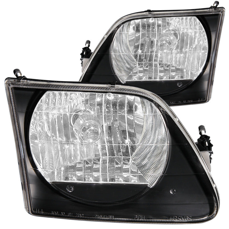 ANZO 1997.5-2003 Ford F-150 Crystal Headlights with black housing and clear lens, showcasing modern design and enhanced visibility.