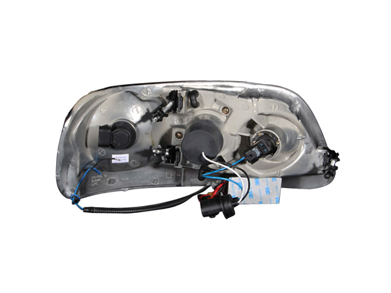 ANZO 1997.5-2003 Ford F-150 Projector Headlights with Halo Chrome design, showcasing clear lens and chrome housing.