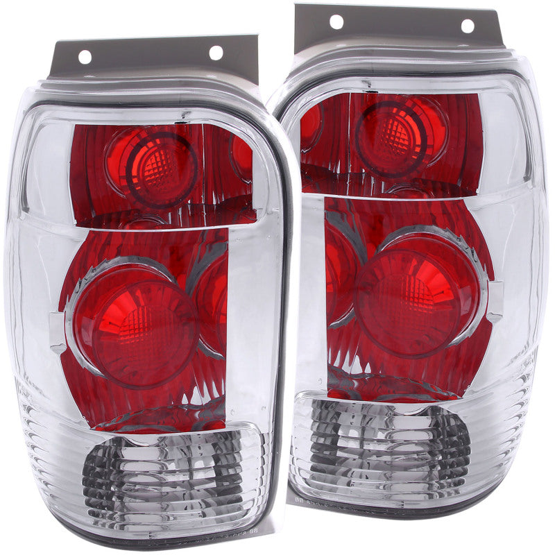 ANZO Chrome Taillights for 1998-2001 Ford Explorer, featuring clear lens and chrome housing.