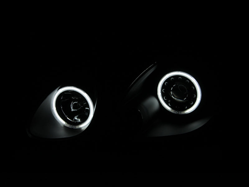 ANZO projector headlights with halo feature for 1998-2005 Lexus GS300, showcasing black housing and clear lens design.