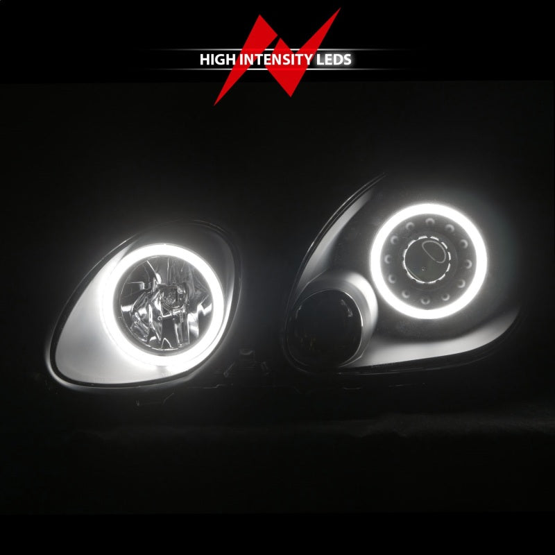 ANZO projector headlights with halo feature for 1998-2005 Lexus GS300, showcasing black housing and clear lens design.