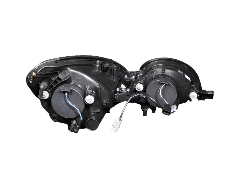 ANZO projector headlights with halo feature for 1998-2005 Lexus GS300, showcasing black housing and clear lens design.