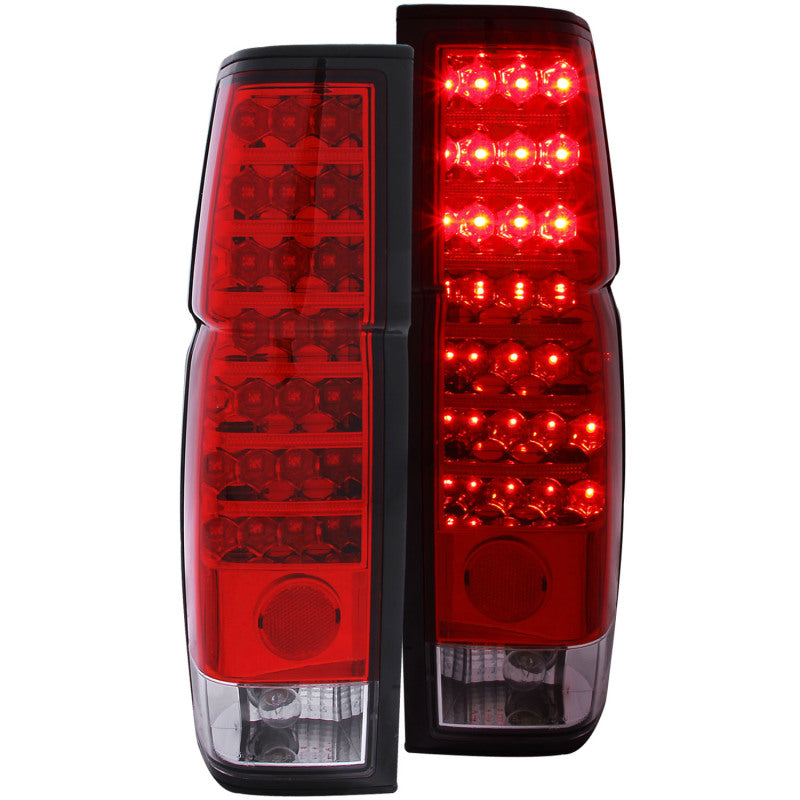 ANZO LED taillights for 1986-1997 Nissan Hardbody, featuring a red and clear lens design.