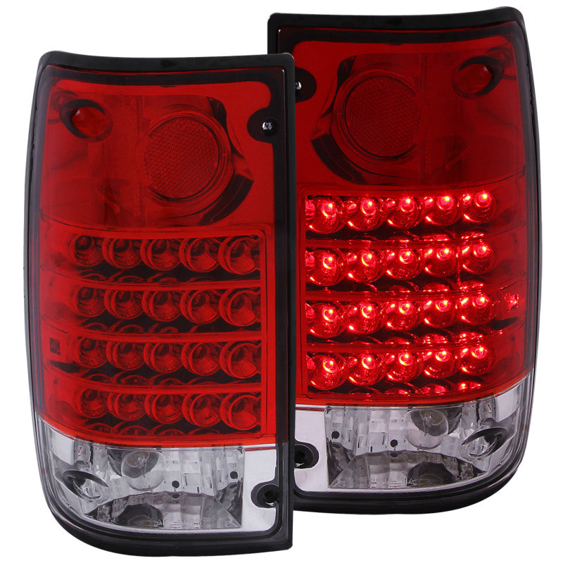 ANZO LED taillights for 1989-1995 Toyota Pickup, featuring a red and clear lens design for enhanced visibility.