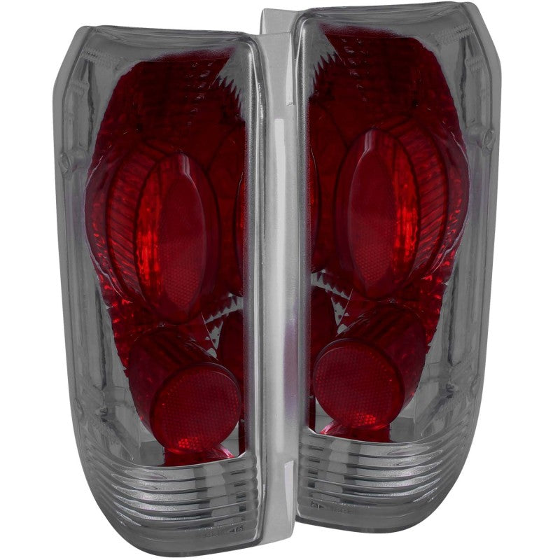 ANZO 1989-1996 Ford F-150 smoke taillights showcasing a sleek design and modern appearance.