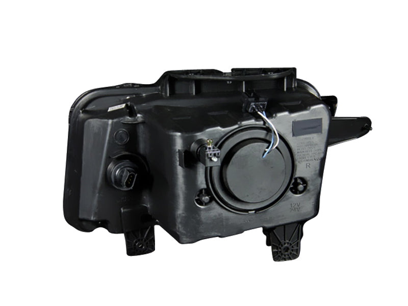 ANZO 2010-2013 Chevrolet Camaro Projector Headlights with Halo in black housing, showcasing clear lens and stylish design.