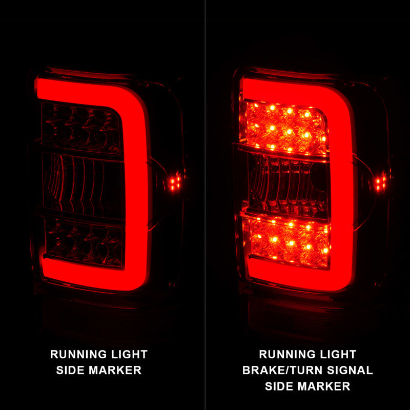 ANZO LED Tail Lights for 2001-2011 Ford Ranger with chrome housing and light bar design, showcasing modern automotive styling.