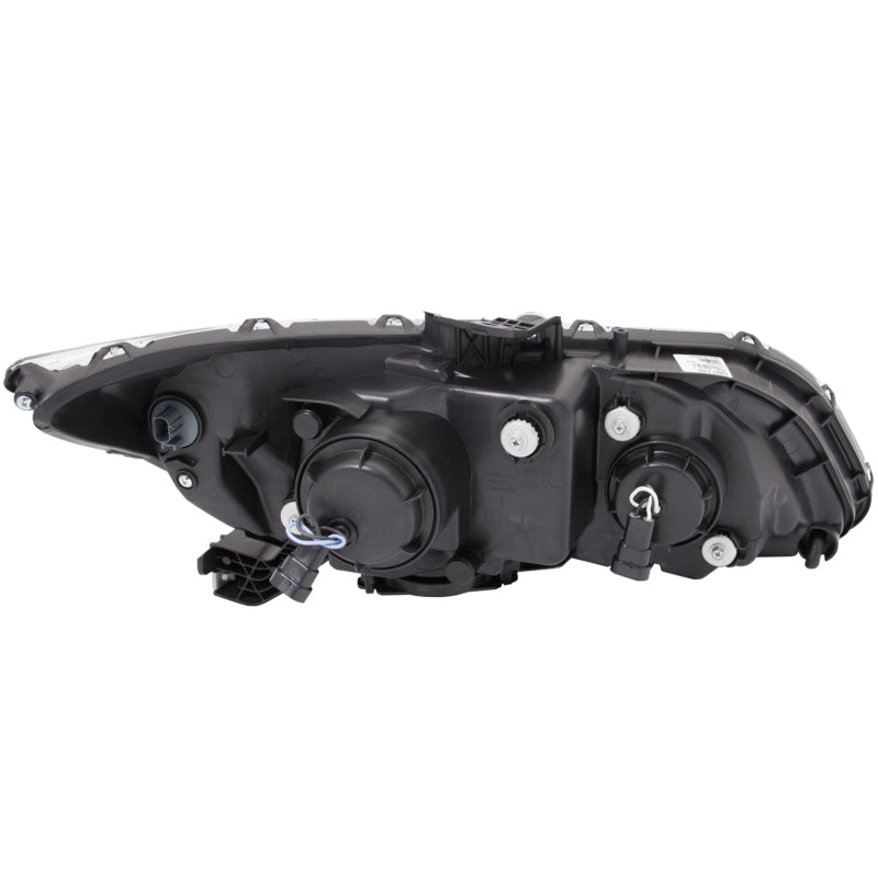 ANZO 2012-2015 Honda Civic projector headlights with U-Bar design in black housing, showcasing clear lens and modern styling.