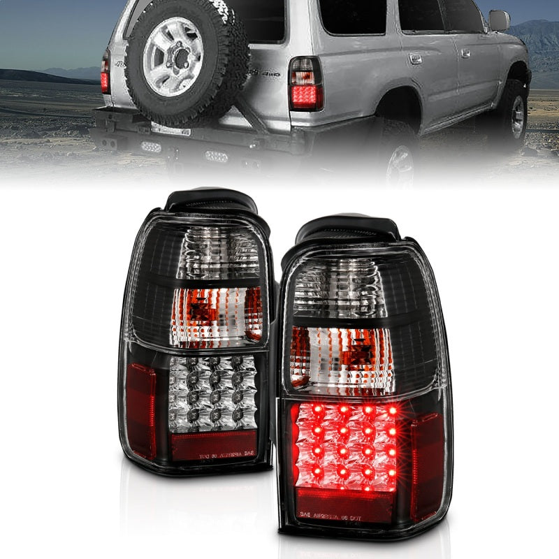 ANZO LED taillights for 2001-2002 Toyota 4Runner featuring black housing and clear lens.