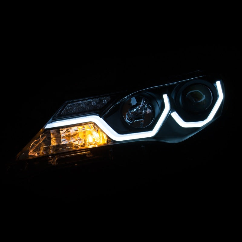 ANZO 2013-2015 Toyota RAV4 Projector Headlights with plank style design, showcasing modern aesthetics and advanced lighting technology.