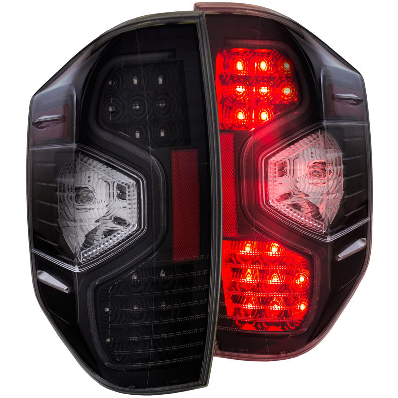 ANZO LED taillights for 2014-2021 Toyota Tundra with black housing and clear lens.