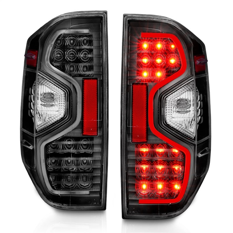 ANZO LED taillights for 2014-2021 Toyota Tundra with black housing and clear lens.