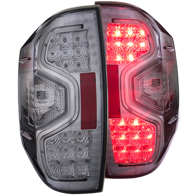 ANZO LED taillights for 2014-2015 Toyota Tundra with chrome finish and clear lens.