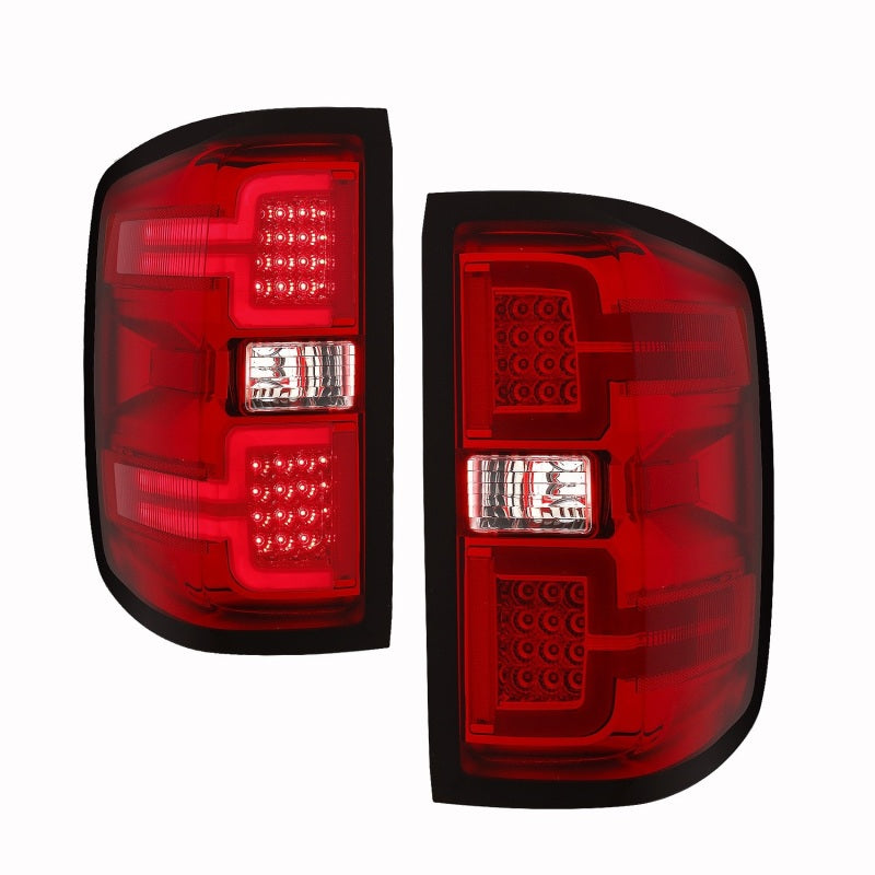 ANZO LED taillights for 2014-2018 Chevy Silverado 1500 in red and clear design, showcasing modern styling and enhanced visibility.