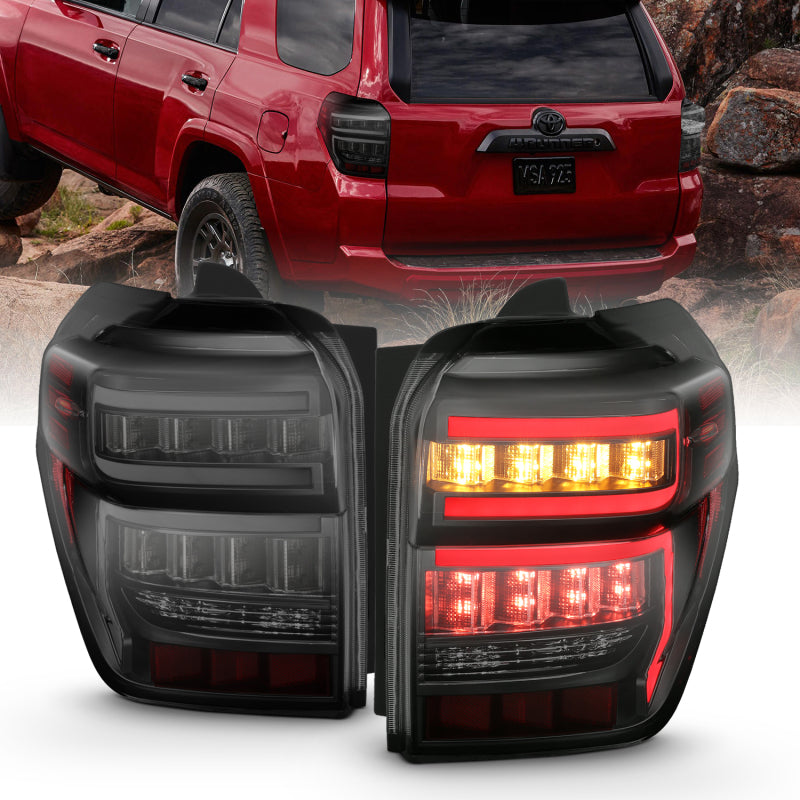 ANZO Black Housing Smoke Lens Red Light for Toyota 4Runner, showcasing sleek design and modern aesthetics.