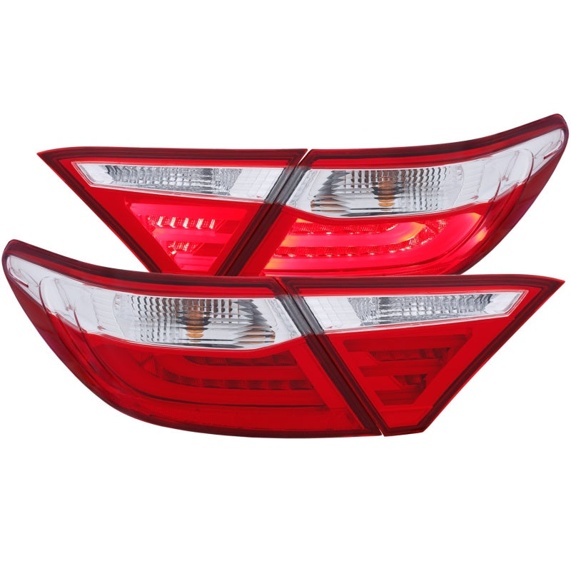 ANZO LED taillights for 2015-2016 Toyota Camry in red and clear design, showcasing modern styling and enhanced visibility.