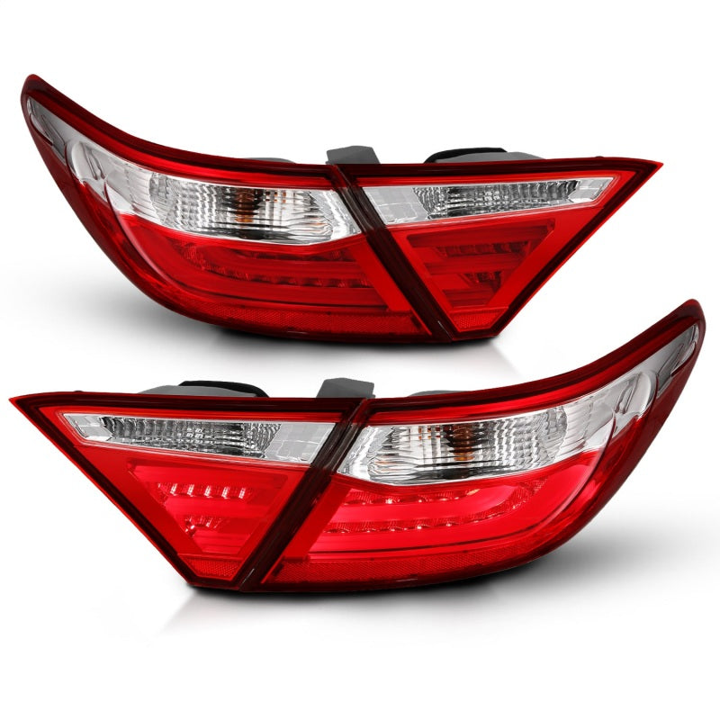 ANZO LED taillights for 2015-2016 Toyota Camry in red and clear design, showcasing modern styling and enhanced visibility.