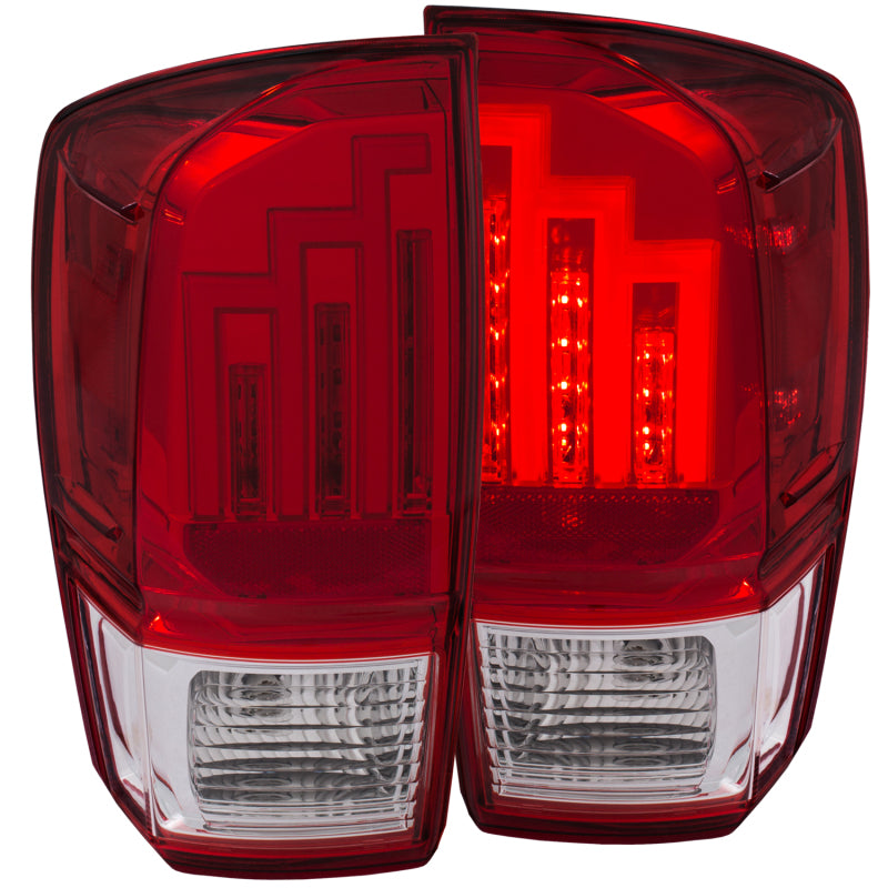 ANZO LED taillights for 2016-2017 Toyota Tacoma in red and clear design, showcasing modern styling and enhanced visibility.