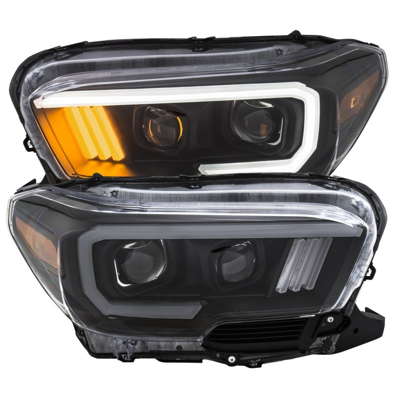 ANZO 2016-2017 Toyota Tacoma Projector Headlights with plank style design, showcasing modern aesthetics and superior illumination.