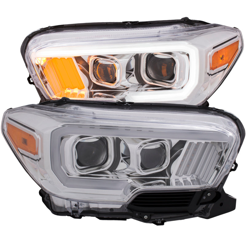 ANZO projector headlights for 2016-2017 Toyota Tacoma with plank style design, showcasing modern aesthetics and advanced lighting technology.