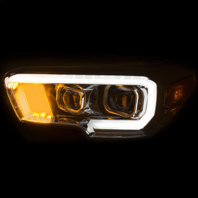 ANZO projector headlights for 2016-2017 Toyota Tacoma with plank style design, showcasing modern aesthetics and advanced lighting technology.