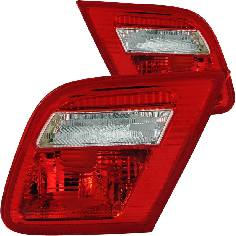 ANZO Red/Clear taillights for 2000-2003 BMW 3 Series E46, showcasing sleek design and quality craftsmanship.