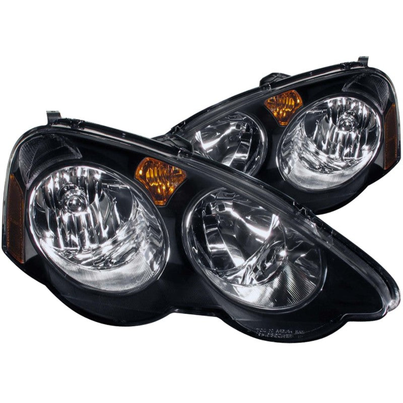 ANZO 2002-2004 Acura RSX Crystal Headlights featuring clear lens and black housing, designed for enhanced visibility and style.