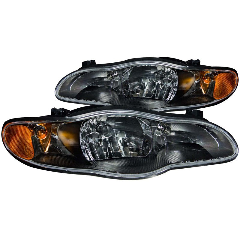 ANZO Crystal Headlights for 2000-2005 Chevrolet Monte Carlo featuring clear lens and black housing.