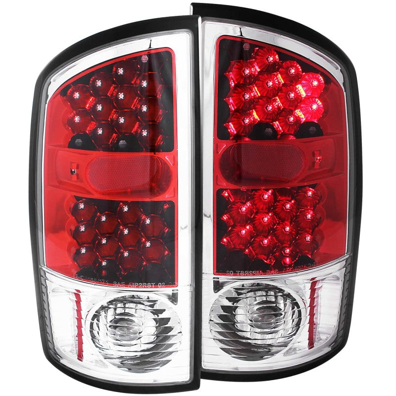 ANZO LED taillights for 2002-2005 Dodge Ram 1500 featuring a red and clear lens design.