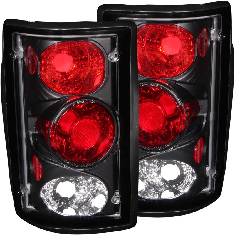 ANZO 2000-2005 Ford Excursion taillights featuring a clear lens and black housing, designed for enhanced visibility and style.