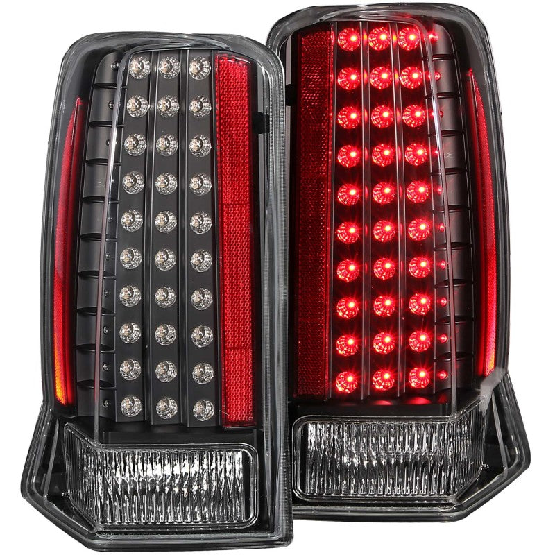 ANZO LED taillights for 2002-2006 Cadillac Escalade with black housing and clear lens.