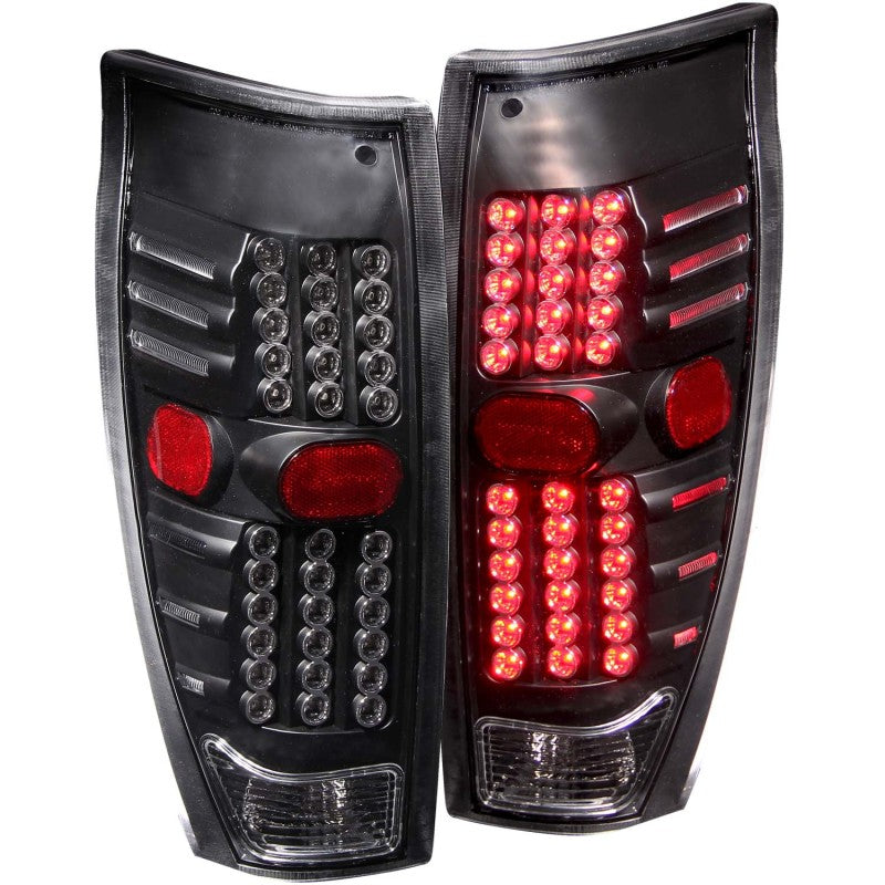 ANZO LED taillights for 2002-2006 Chevrolet Avalanche with black housing and clear lens.