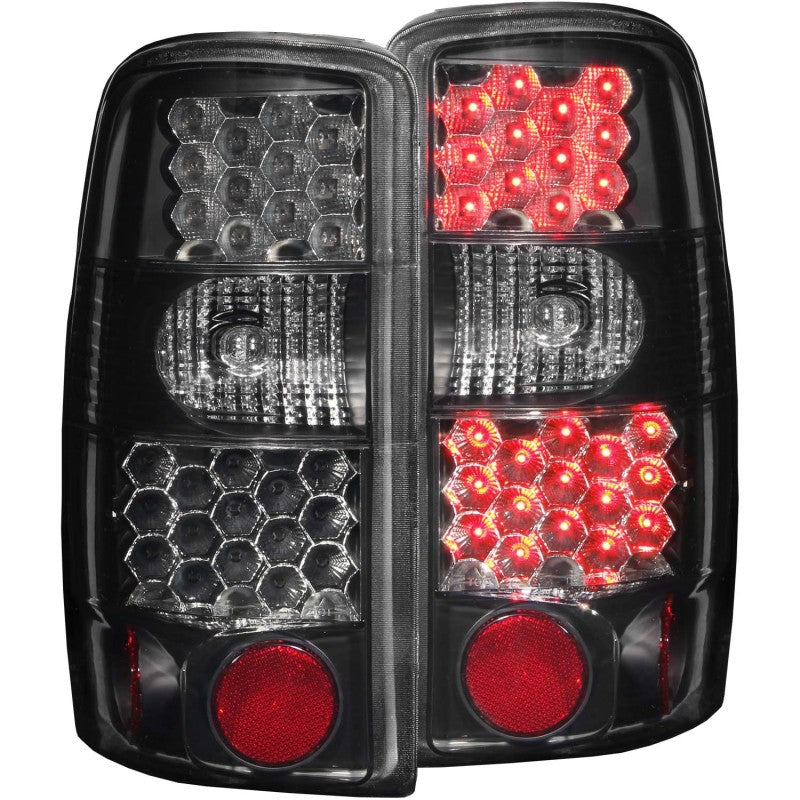 ANZO 2000-2006 Chevrolet Suburban LED Taillights with dark smoke lens and black housing, showcasing modern design and enhanced visibility.