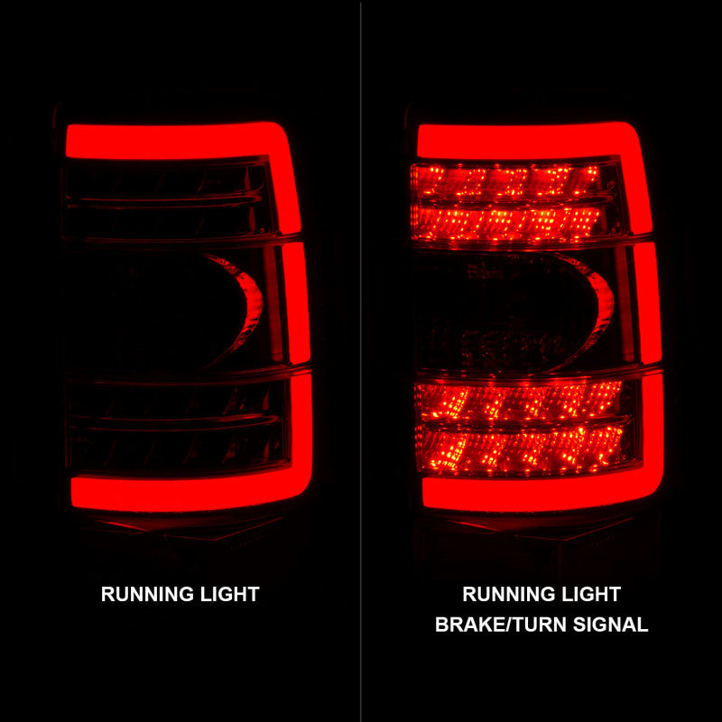 ANZO LED Tail Lights for 2000-2006 Chevrolet Tahoe with clear lens and black housing, showcasing modern design and enhanced visibility.