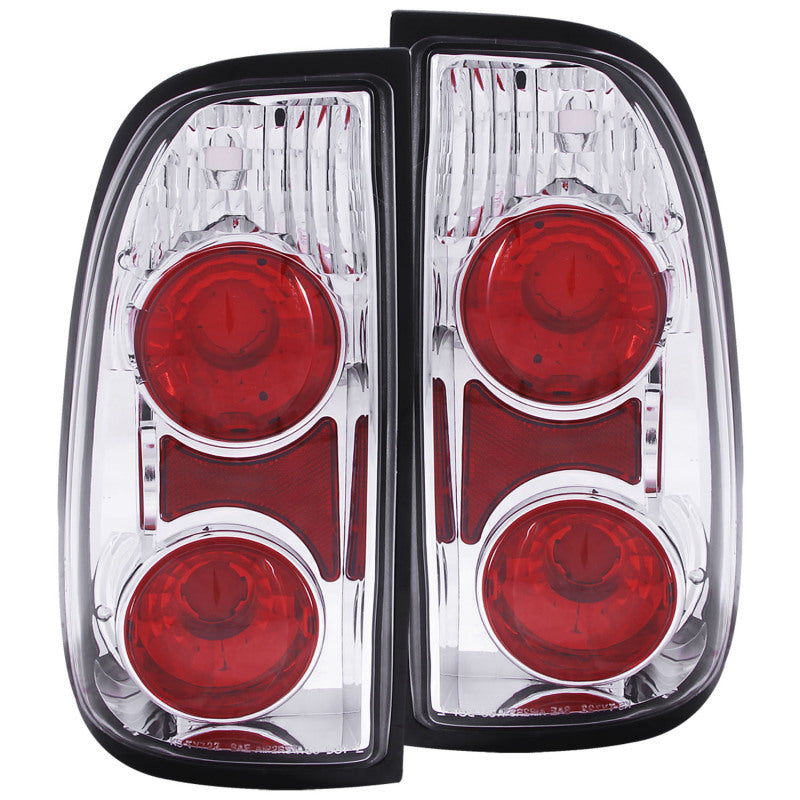 ANZO 2000-2006 Toyota Tundra taillights with chrome housing and clear lens, showcasing modern design and enhanced visibility.