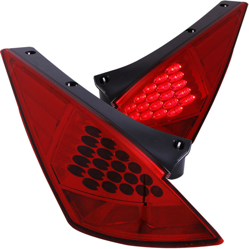 ANZO LED taillights for 2003-2005 Nissan 350Z featuring red lens and black housing.