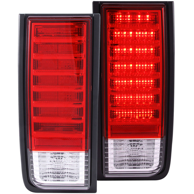 ANZO LED taillights for 2003-2009 Hummer H2 featuring a red and clear lens design.