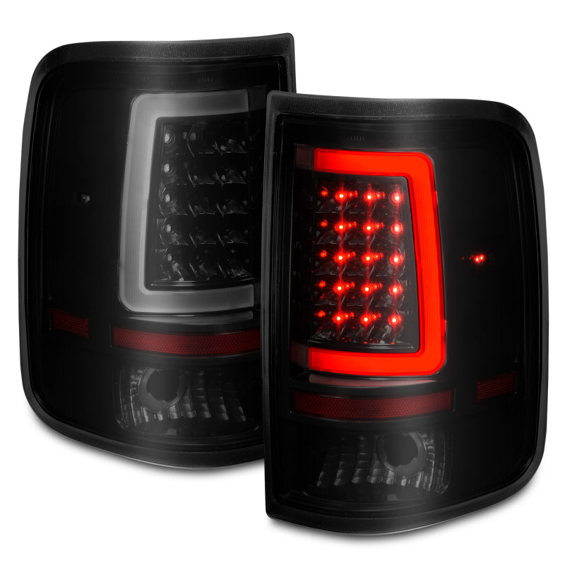 ANZO LED Tail Lights for 2004-2006 Ford F-150 with black housing and light bar design.