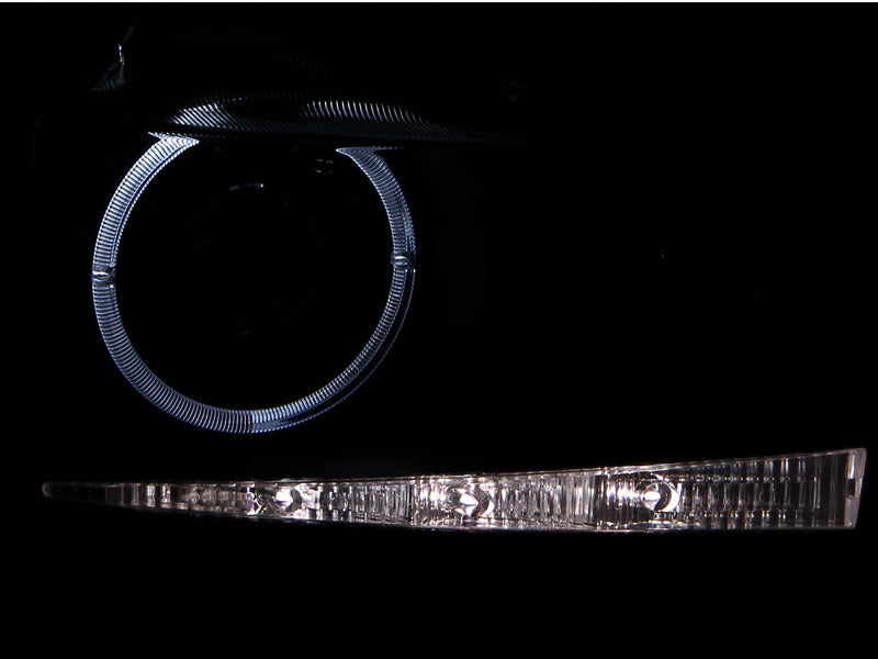 ANZO 2004-2007 Scion xB Projector Headlights with Halo in black housing, showcasing clear lens and stylish design.