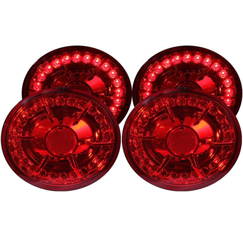 ANZO LED taillights for 2005-2010 Chevrolet Corvette with red lens and black housing.