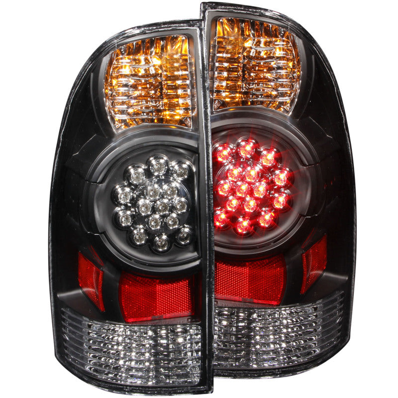 ANZO LED taillights for 2005-2015 Toyota Tacoma with black housing and clear lens.