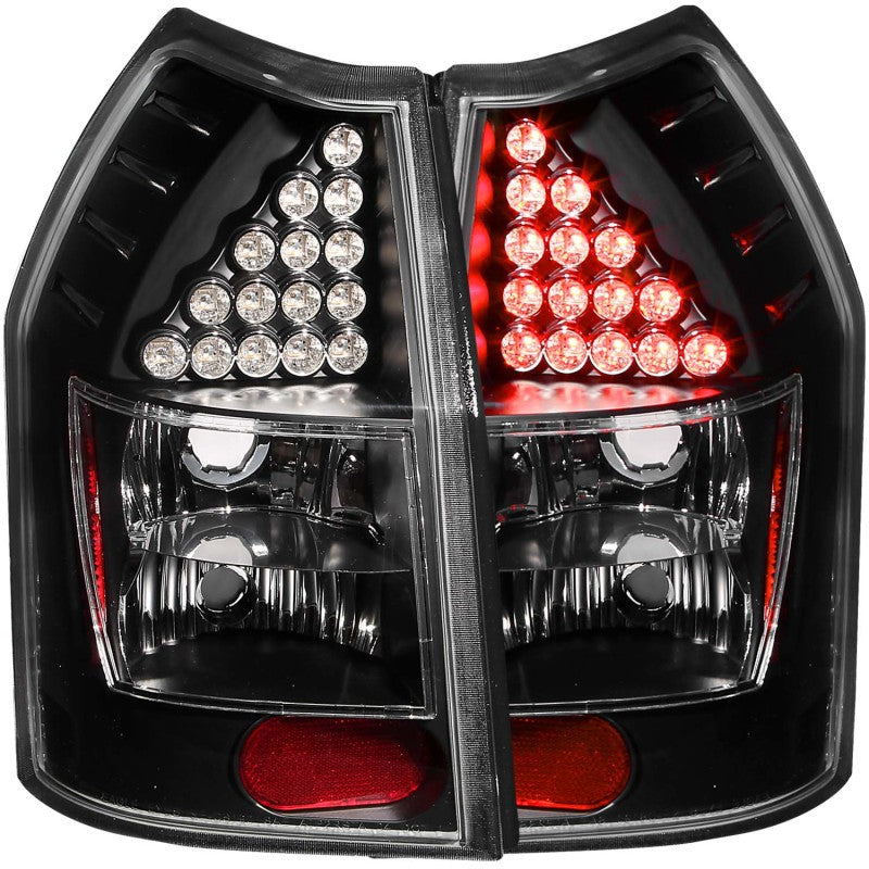 ANZO LED taillights for 2005-2008 Dodge Magnum with black housing and clear lens.