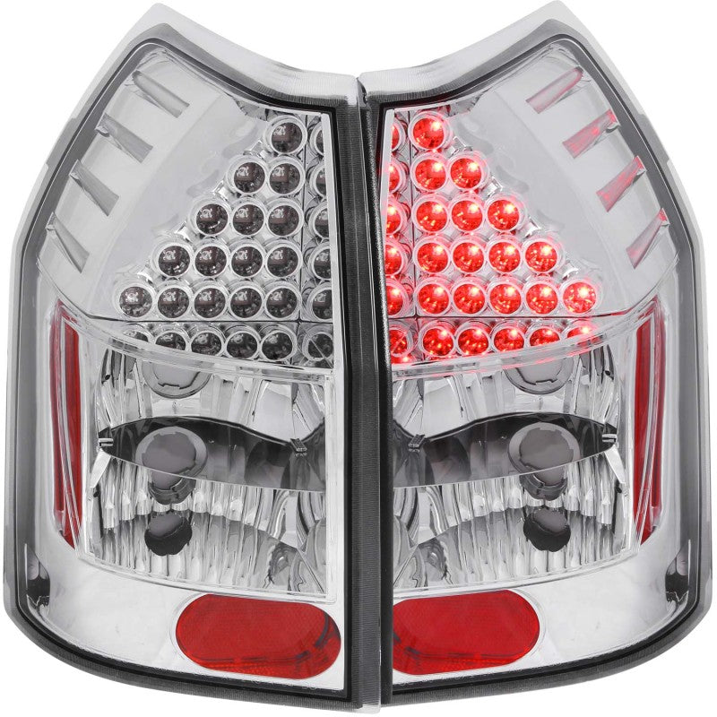 ANZO LED taillights for 2005-2008 Dodge Magnum with chrome housing and clear lens.