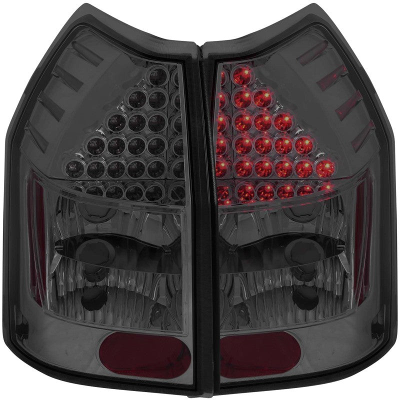 ANZO LED taillights for 2005-2008 Dodge Magnum with smoke lens, showcasing modern design and enhanced visibility.