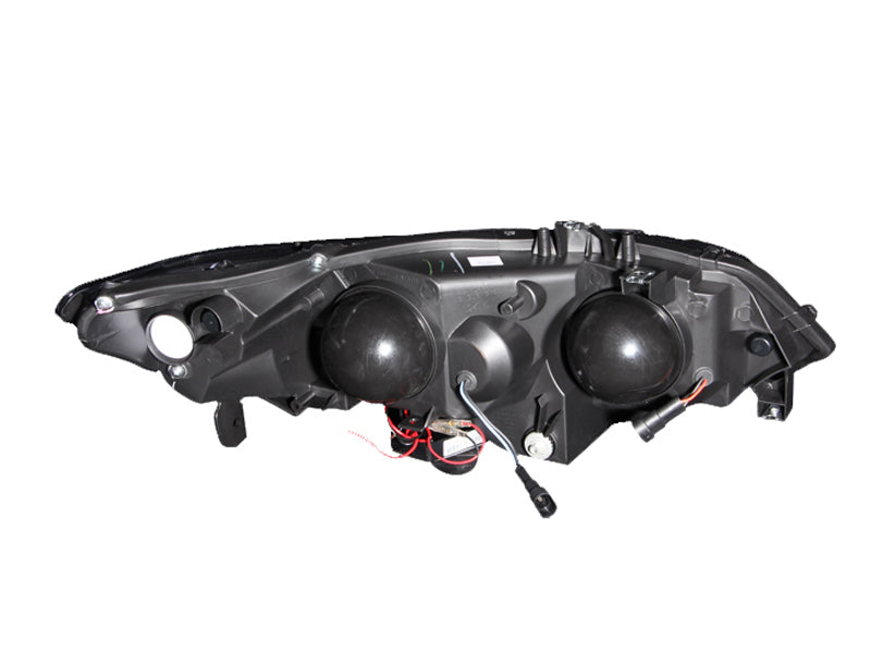 ANZO 2006-2011 Honda Civic Projector Headlights with Halo Black housing and clear lens, showcasing stylish design and enhanced visibility.