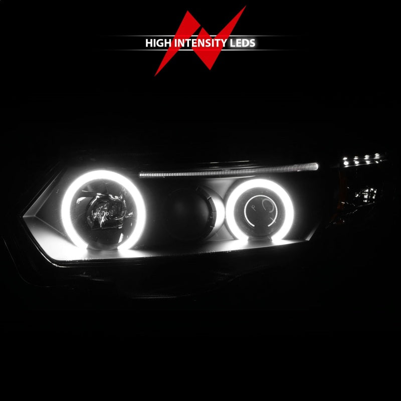 ANZO 2006-2011 Honda Civic Projector Headlights with Halo Black housing and clear lens, showcasing stylish design and enhanced visibility.