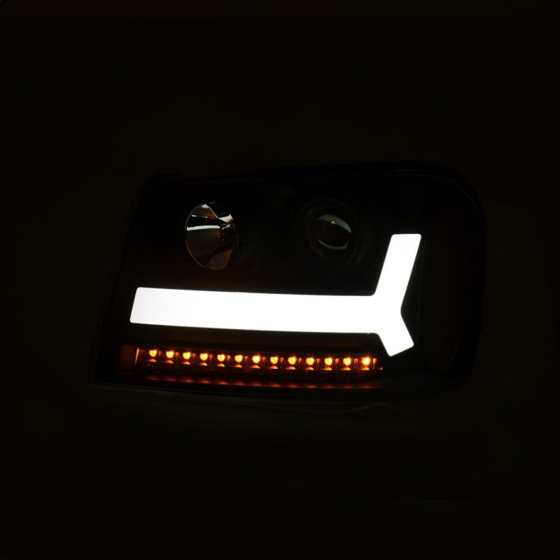 ANZO projector headlights for 2006-2009 Chevrolet Trailblazer with plank style design, showcasing modern aesthetics and superior illumination.