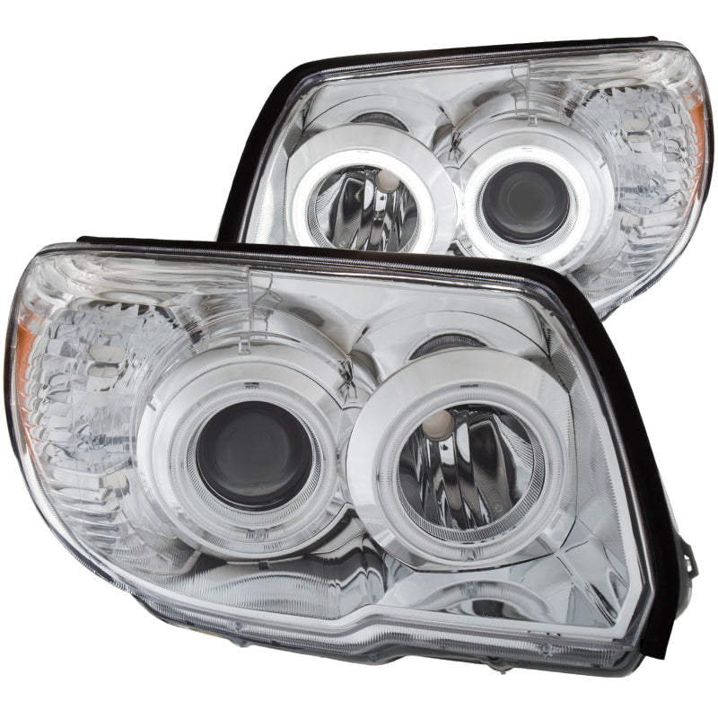 ANZO 2006-2009 Toyota 4Runner Projector Headlights with Halo Chrome, showcasing clear lens and chrome housing.